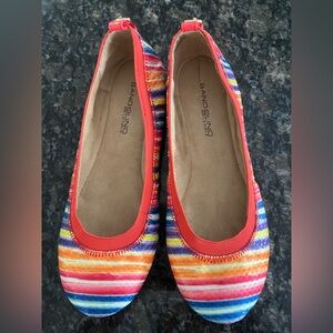 Bandolino Multicolor Striped Ballet Flats with Coral Trim